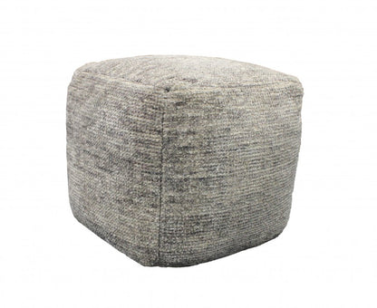 18" Gray Wool Cube Pouf Ottoman HomeRoots