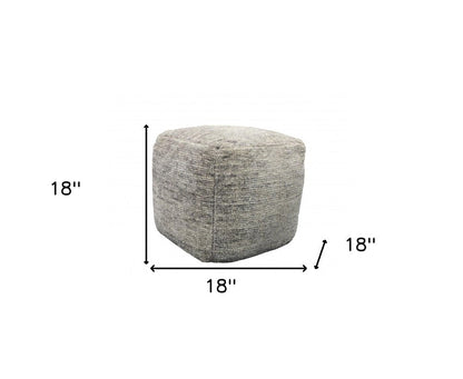 18" Gray Wool Cube Pouf Ottoman HomeRoots