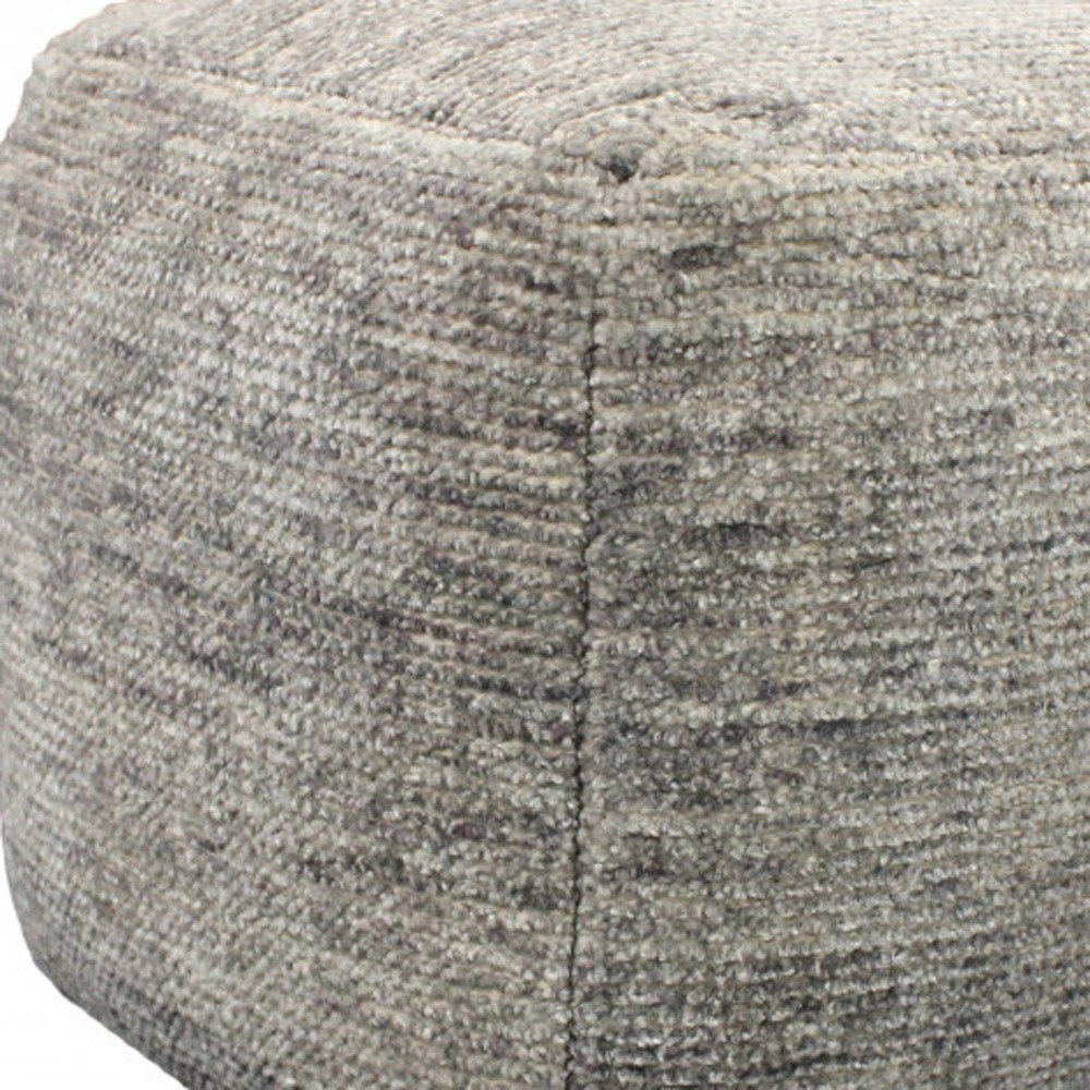 18" Gray Wool Cube Pouf Ottoman HomeRoots