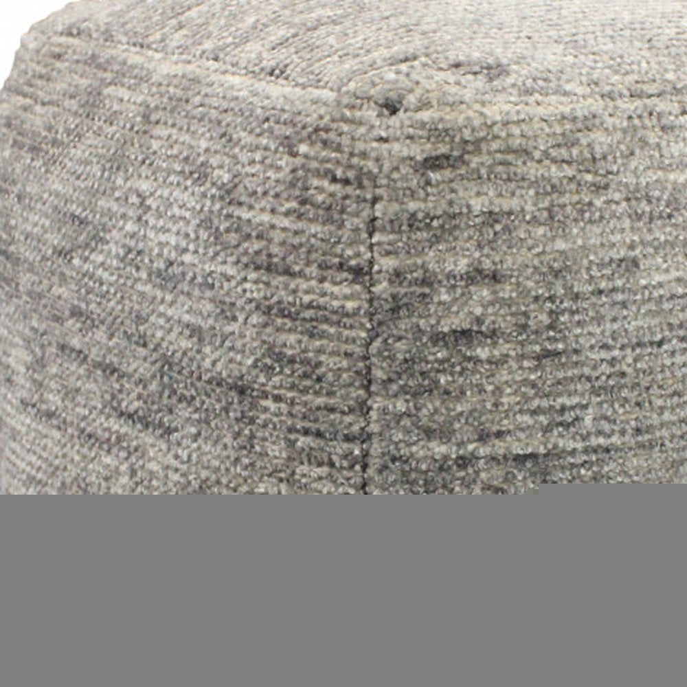 18" Gray Wool Cube Pouf Ottoman HomeRoots