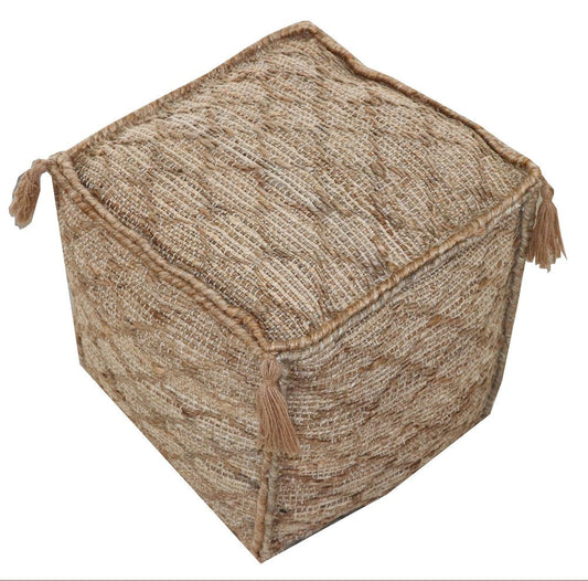 18" Brown Jute Cube Trellis Pouf Ottoman HomeRoots