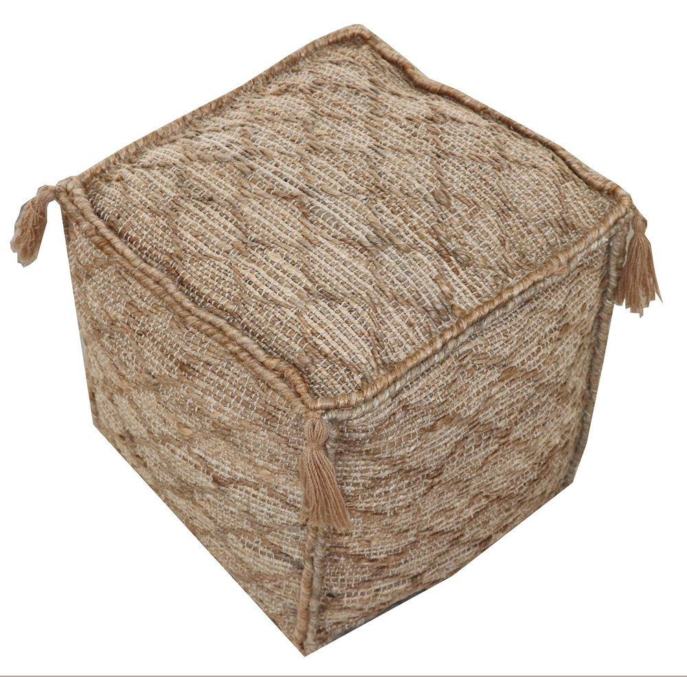 18" Brown Jute Cube Trellis Pouf Ottoman HomeRoots