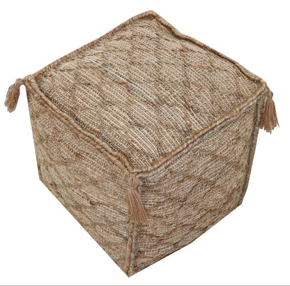 18" Brown Jute Cube Trellis Pouf Ottoman HomeRoots