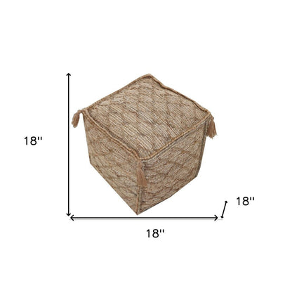 18" Brown Jute Cube Trellis Pouf Ottoman HomeRoots