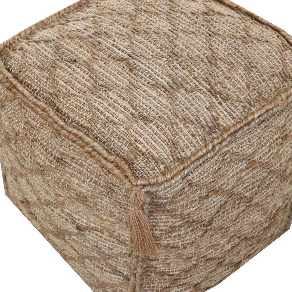 18" Brown Jute Cube Trellis Pouf Ottoman HomeRoots
