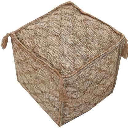 18" Brown Jute Cube Trellis Pouf Ottoman HomeRoots