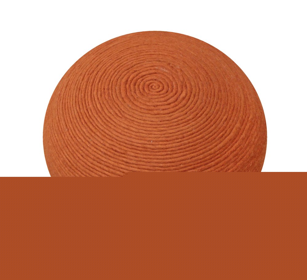 20" Orange Wool Round Ribbed Pouf Ottoman HomeRoots