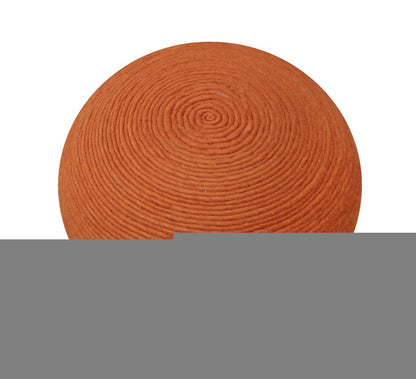 20" Orange Wool Round Ribbed Pouf Ottoman HomeRoots