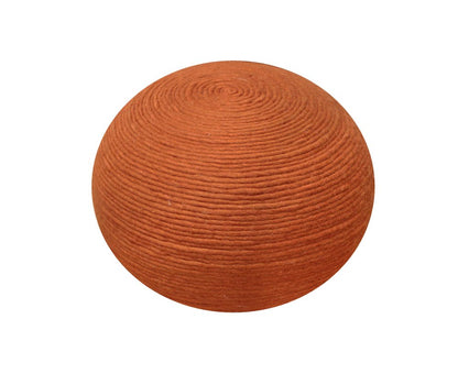 20" Orange Wool Round Ribbed Pouf Ottoman HomeRoots