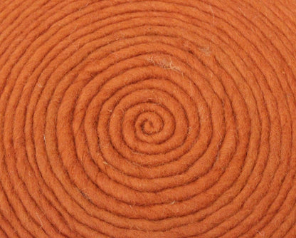 20" Orange Wool Round Ribbed Pouf Ottoman HomeRoots