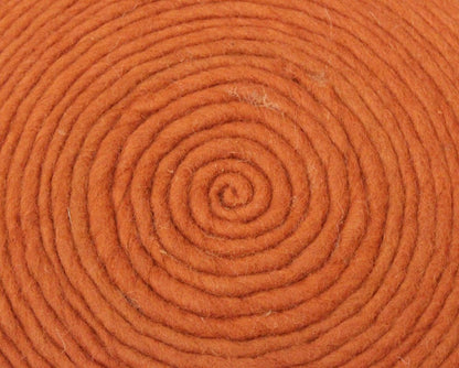 20" Orange Wool Round Ribbed Pouf Ottoman HomeRoots