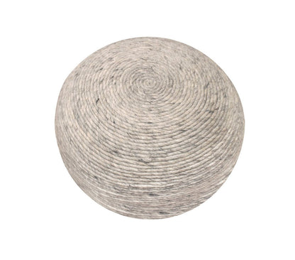 20" Gray Wool Round Ribbed Pouf Ottoman HomeRoots