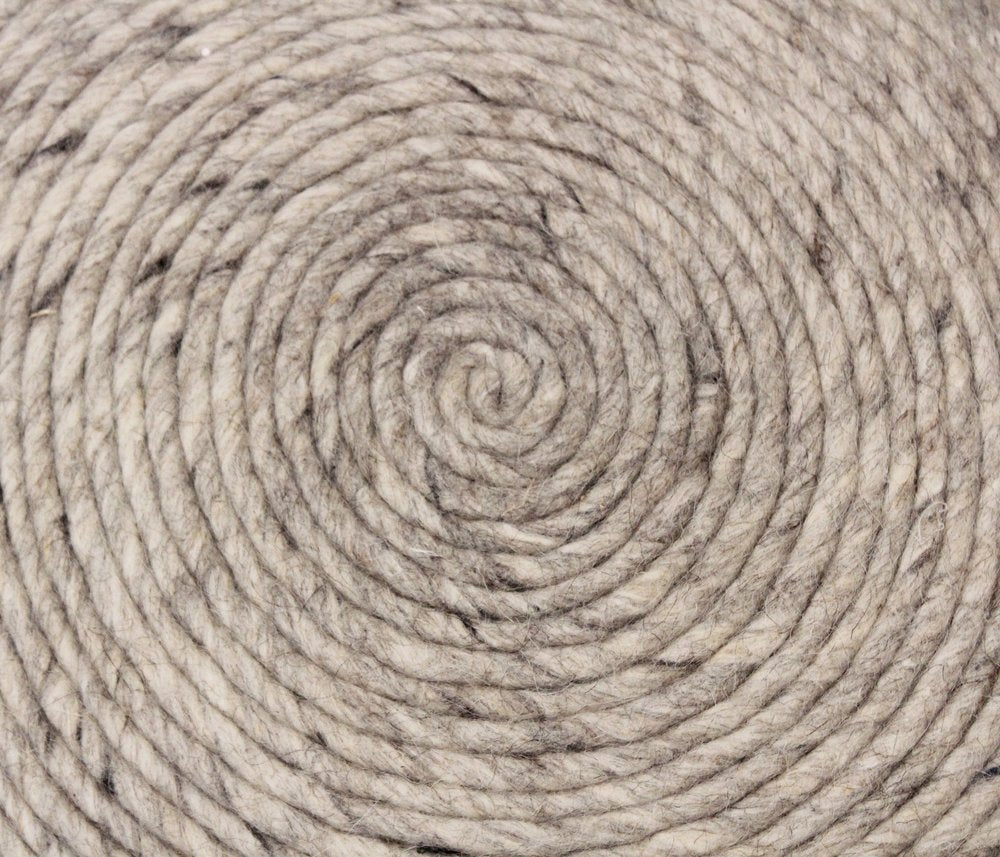 20" Gray Wool Round Ribbed Pouf Ottoman HomeRoots