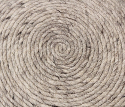20" Gray Wool Round Ribbed Pouf Ottoman HomeRoots