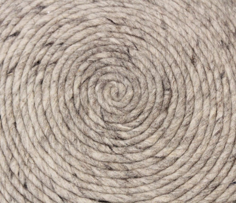 20" Gray Wool Round Ribbed Pouf Ottoman HomeRoots