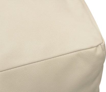 22" Ivory Leather Pouf Ottoman HomeRoots