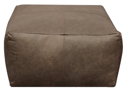 22" Gray Brown Distressed Leather Pouf Ottoman HomeRoots