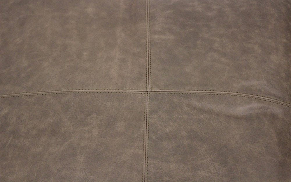 22" Gray Brown Distressed Leather Pouf Ottoman HomeRoots