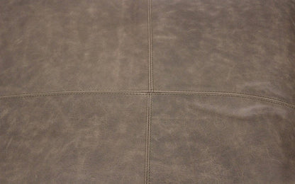 22" Gray Brown Distressed Leather Pouf Ottoman HomeRoots