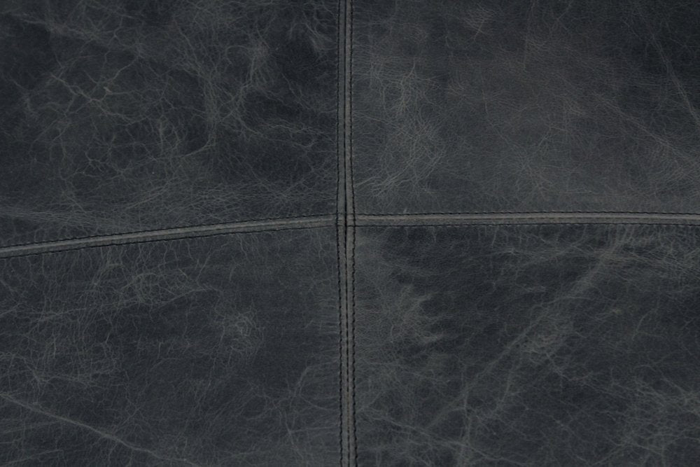 22" Black Distressed Leather Pouf Ottoman HomeRoots