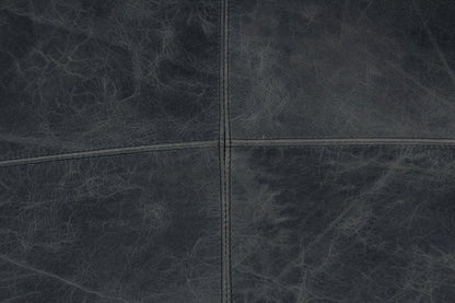 22" Black Distressed Leather Pouf Ottoman HomeRoots
