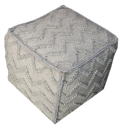 18" Gray Wool Cotton Blend Cube Chevron Pouf Ottoman HomeRoots