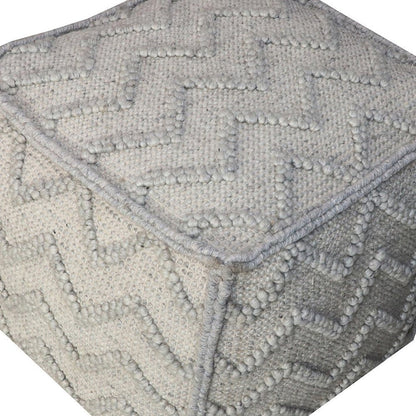 18" Gray Wool Cotton Blend Cube Chevron Pouf Ottoman HomeRoots