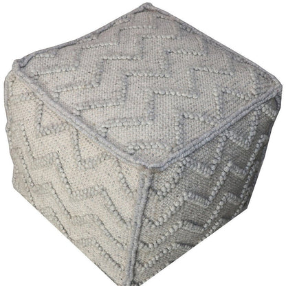 18" Gray Wool Cotton Blend Cube Chevron Pouf Ottoman HomeRoots