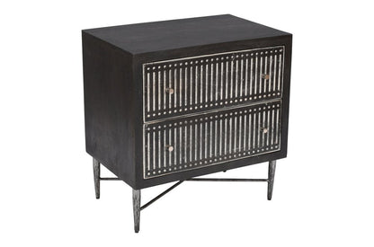 28" Dark Brown Solid Wood Two Drawer Nightstand HomeRoots