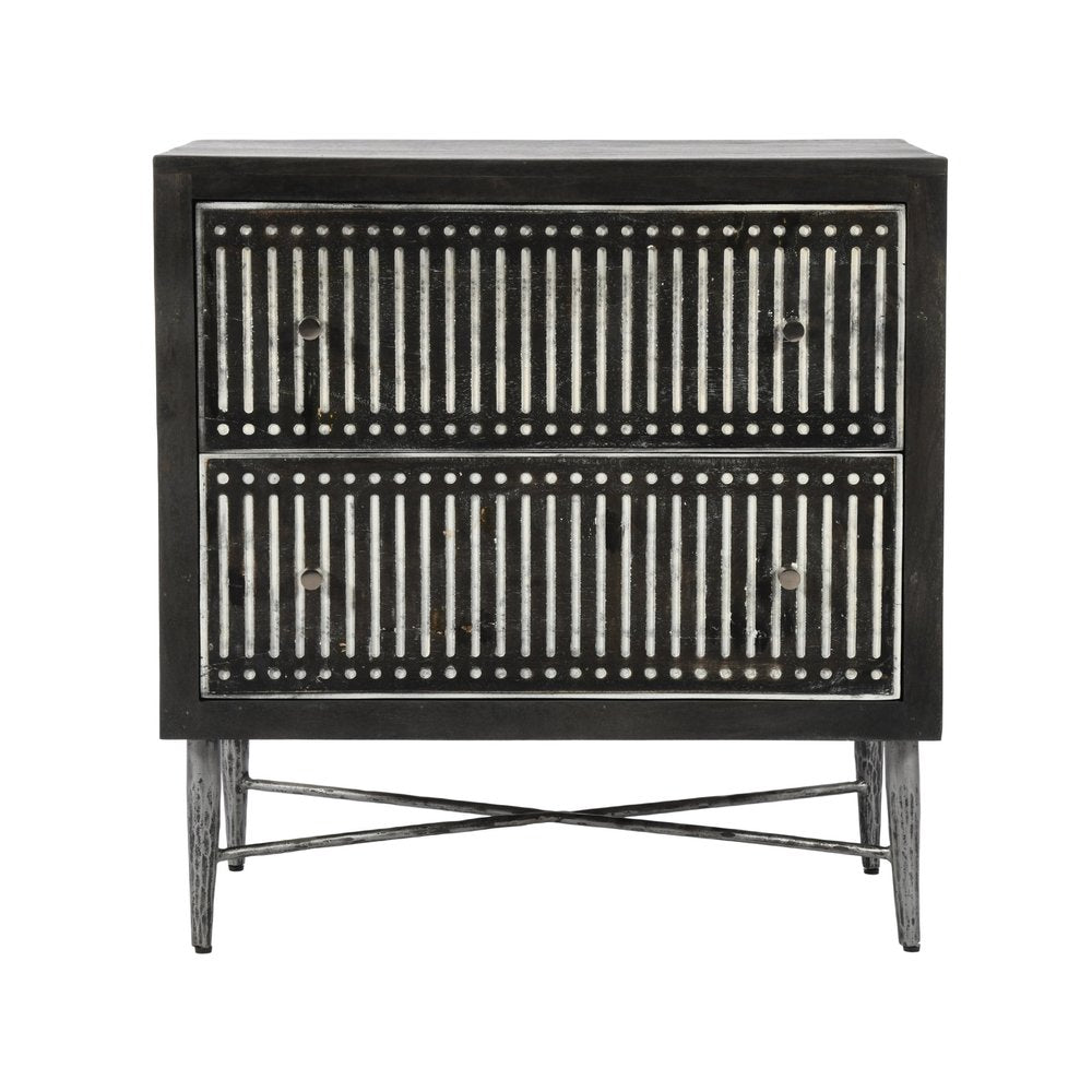 28" Dark Brown Solid Wood Two Drawer Nightstand — view 4