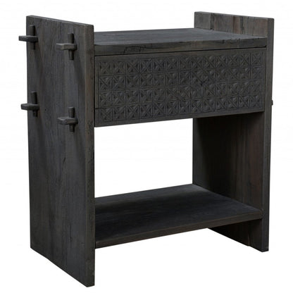 26" Dark Gray One Drawer Nightstand HomeRoots