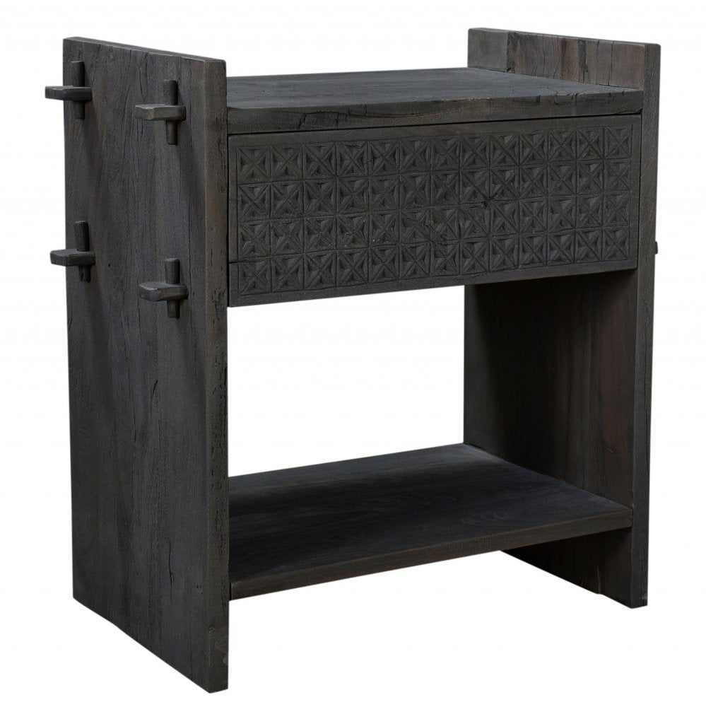 26" Dark Gray One Drawer Nightstand HomeRoots