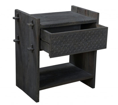26" Dark Gray One Drawer Nightstand HomeRoots