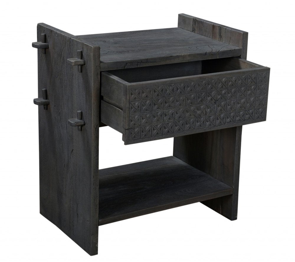 26" Dark Gray One Drawer Nightstand HomeRoots