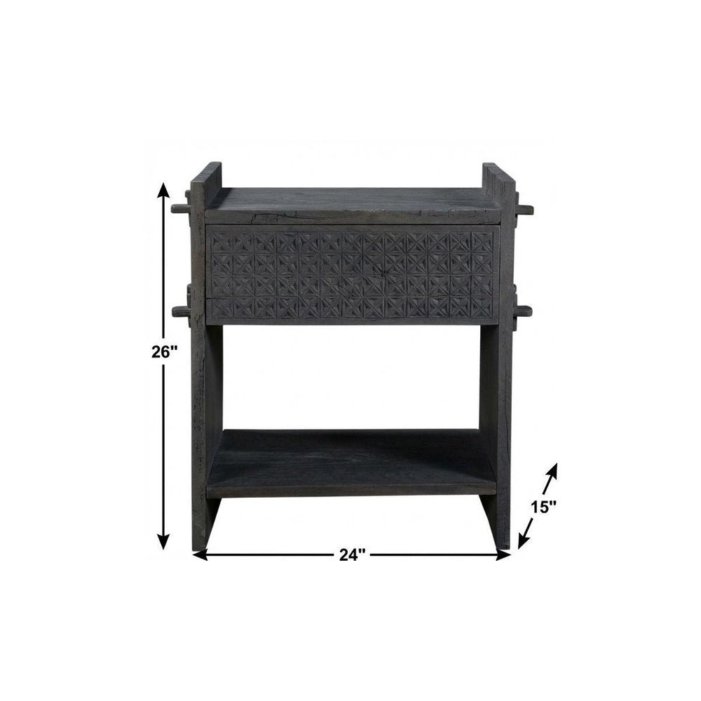 26" Dark Gray One Drawer Nightstand HomeRoots