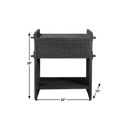 26" Dark Gray One Drawer Nightstand HomeRoots