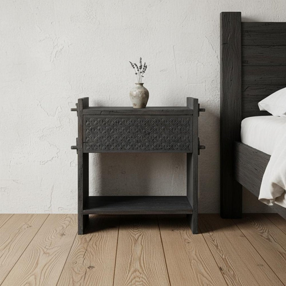 26" Dark Gray One Drawer Nightstand HomeRoots