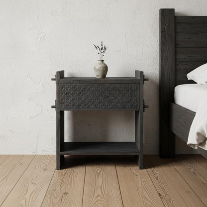 26" Dark Gray One Drawer Nightstand HomeRoots