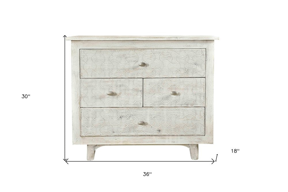 30" White Four Drawer Nightstand HomeRoots