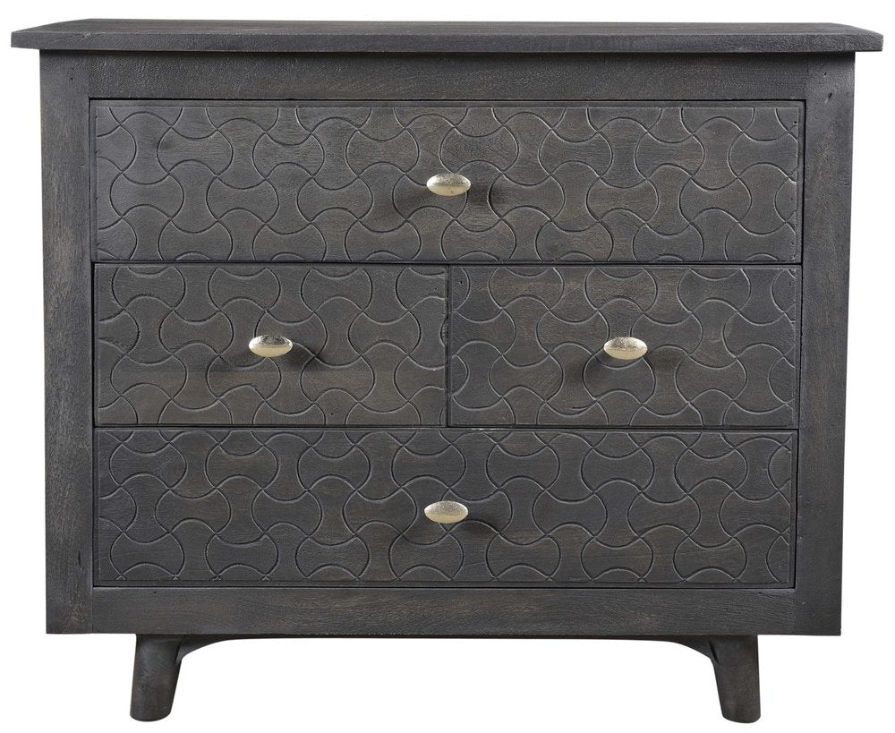30" Gray Solid Wood Four Drawer Nightstand HomeRoots
