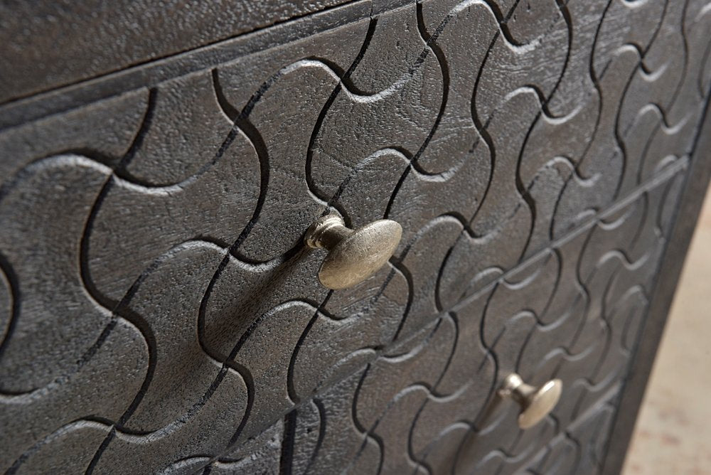 30" Gray Solid Wood Four Drawer Nightstand HomeRoots