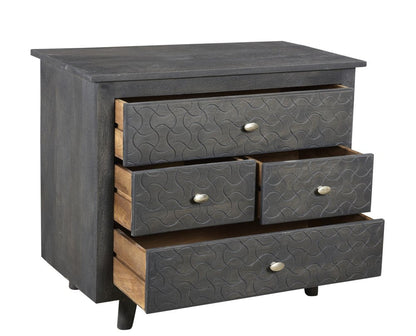 30" Gray Solid Wood Four Drawer Nightstand HomeRoots