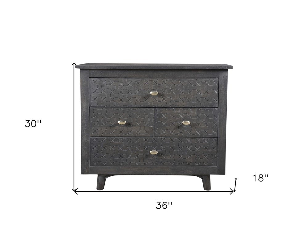 30" Gray Solid Wood Four Drawer Nightstand — view 5