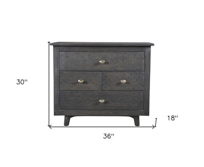 30" Gray Solid Wood Four Drawer Nightstand HomeRoots