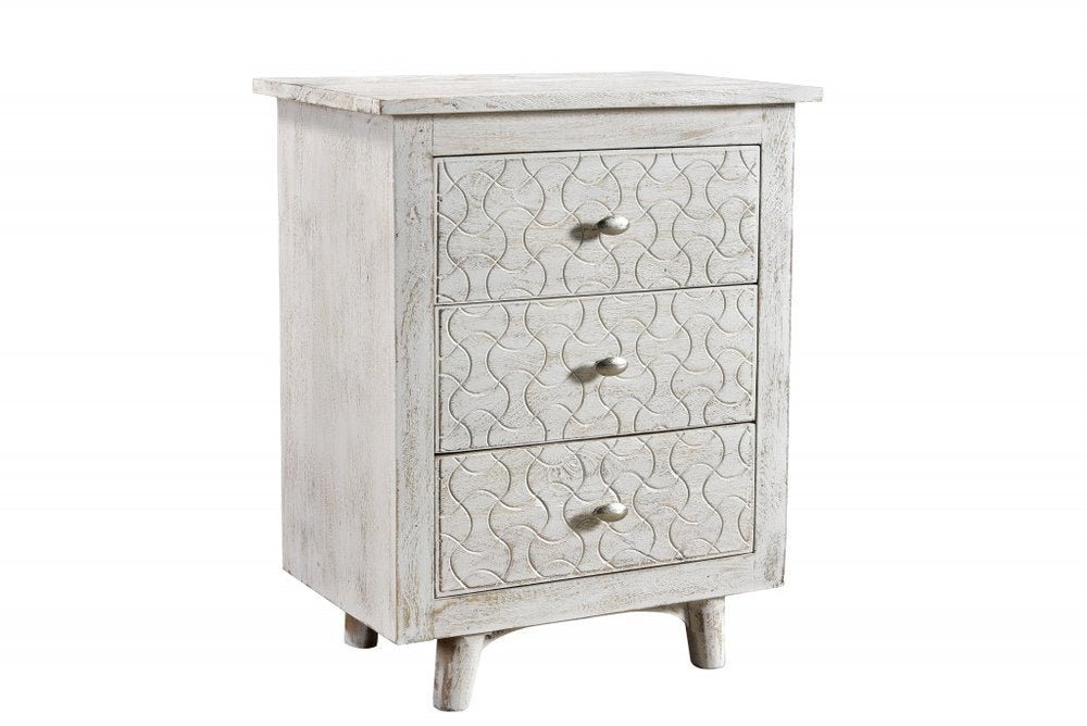 30" White Three Drawer Nightstand HomeRoots
