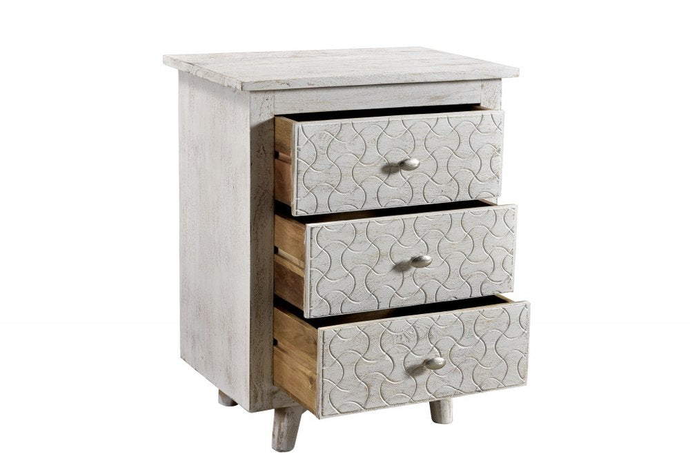 30" White Three Drawer Nightstand HomeRoots