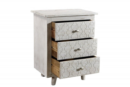 30" White Three Drawer Nightstand HomeRoots
