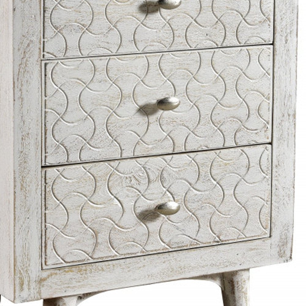 30" White Three Drawer Nightstand HomeRoots