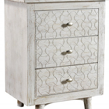 30" White Three Drawer Nightstand HomeRoots