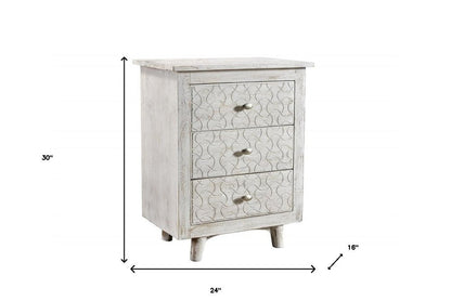 30" White Three Drawer Nightstand HomeRoots